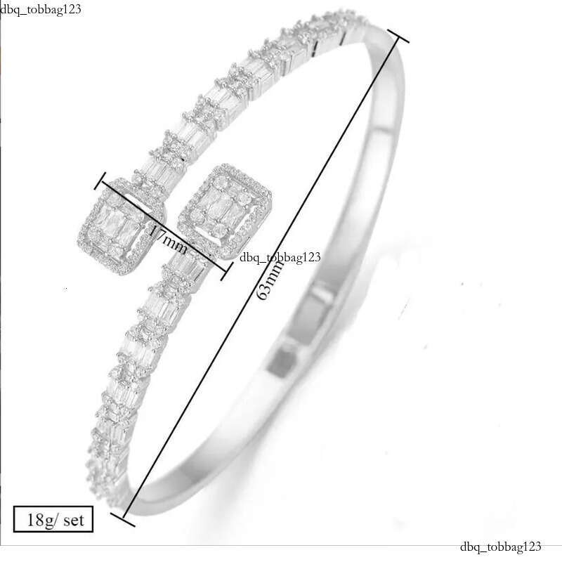 Elegent Wedding Bracelets Jewelry Sterling Sier T Princess Cut White 5A Cubic Zircon CZ Dia Gemstones Party Women Open Bangle For Lover Gift