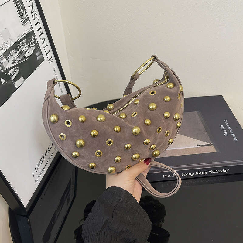 designer bag Luxury bag Eyelet Rivet Heavy Craft Women's Punk Style Fashion New Single Shoulder Underarm Crossbody Bag