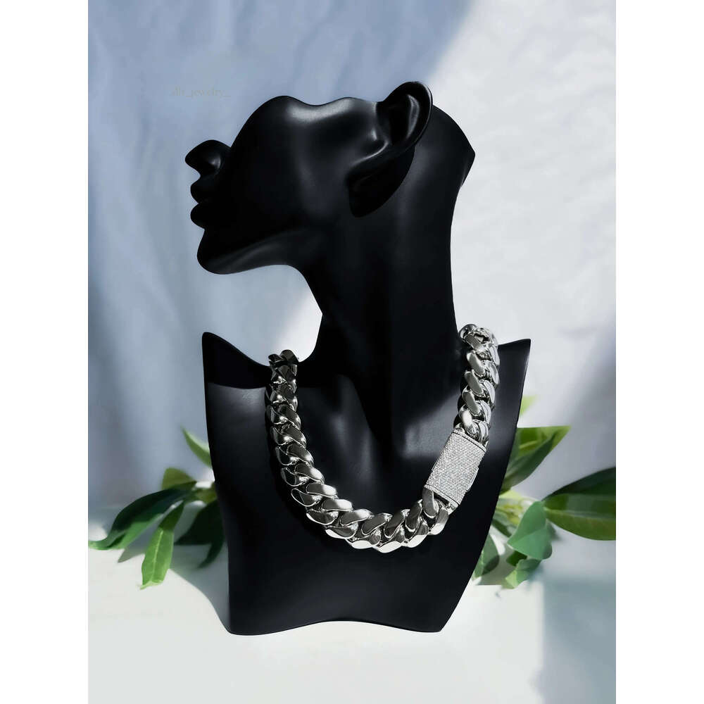 20mm Heavy sier Miami cuban link chains and bracelets with VVS1 Moissanite box clasp, gold plated iced out chain, Boyfriend gift ideas