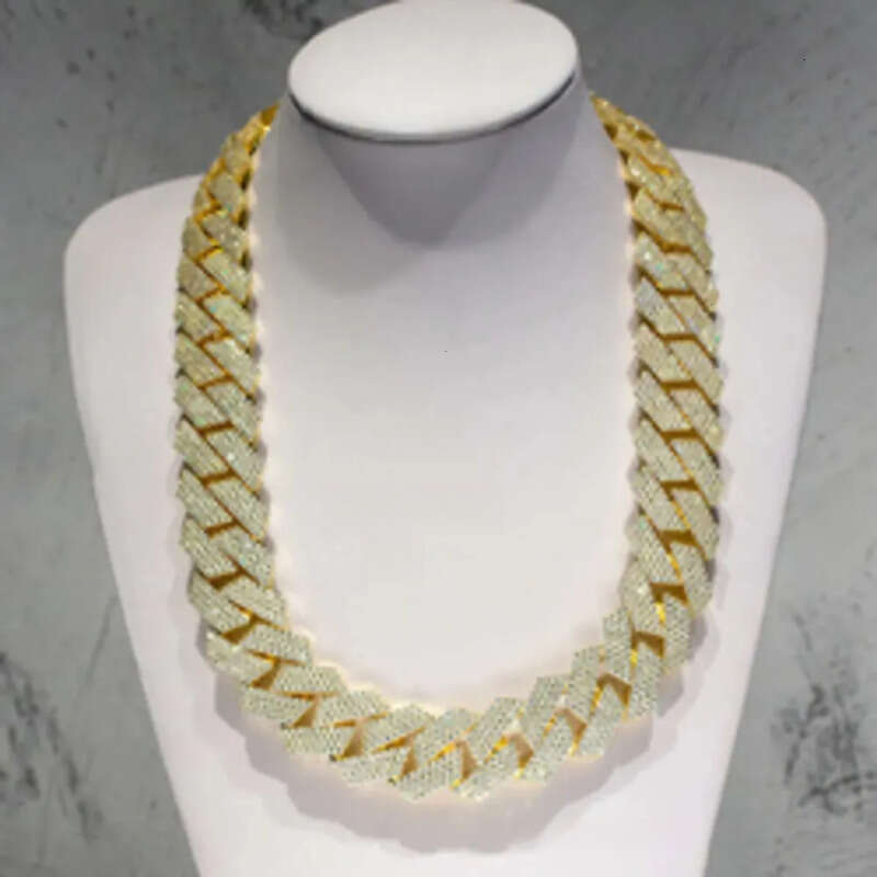 Fully Iced Out 24mm k Prong Setting Necklace Moissanite Custom Cuban Chain