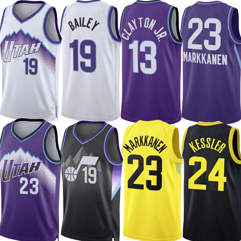 25 26 Basketball Jerseys Ace Bailey Laurii Markkanen Keyonte George Walker Kessler Kevin Love Walter Clayton John Stockton City Retro Karl Malone Jersey Custom