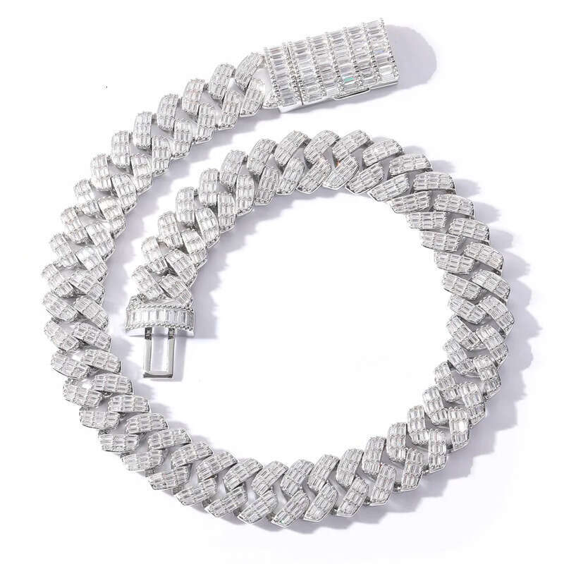 moissanite iced out cuban k chain Hip Hop Fine Jewelry Baguette Dia Men Necklace Sterg Sier Fully Vvs Moissanite designer jewelry