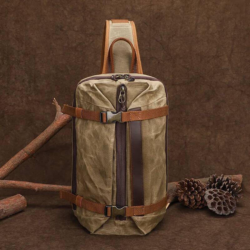 Canvas Large Capacity Chest Single Shoulder Backpack Men's Multifunctional Outdoor Messenger Fashion Bag high-quality