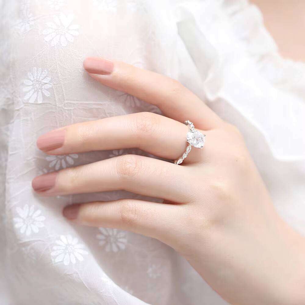 OAHLAN Sterling Silver for Women Oval Cut VVS Moissanite Ring Ring Engagement Wedding Ring Solitaire Halo Fashion Jewelry