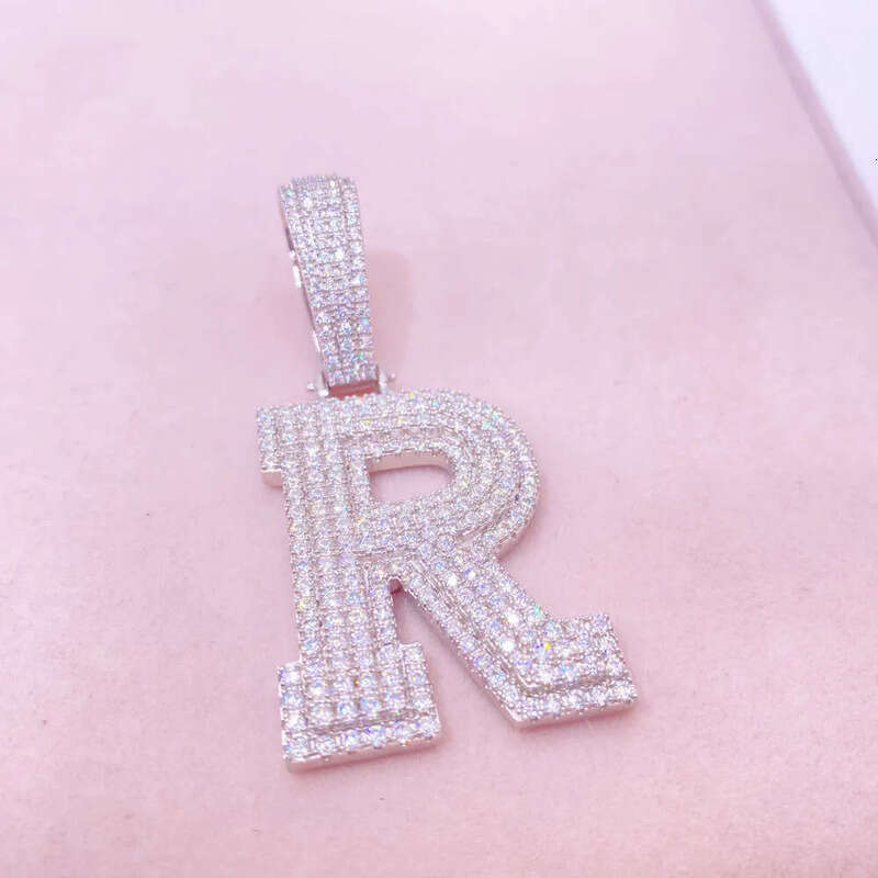 Vermeil Sterling Sier Necklace Hip Hop Fine Jewelry Iced Out VVS Moissanite Dia Initial Letters Pendant Necklaces Men