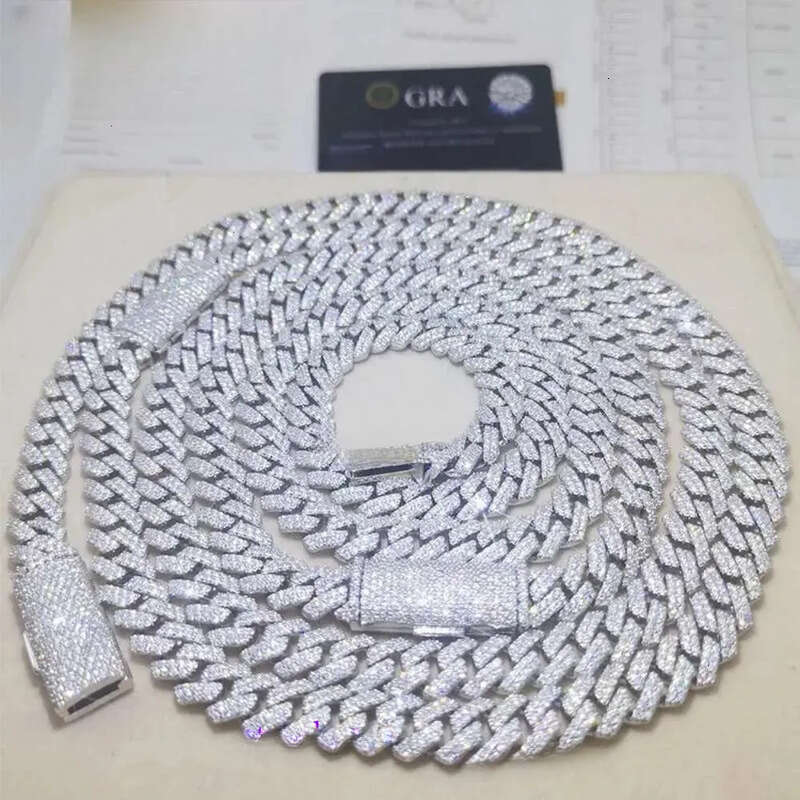 fashion Moissanite dias bracelet pass dia hip hop jewelry vvs stone Shiny 2row womens 14mm sterg sier necklace