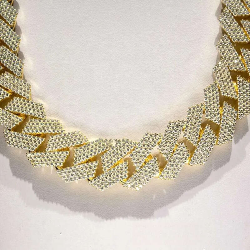 Fully Iced Out 24mm k Prong Setting Necklace Moissanite Custom Cuban Chain