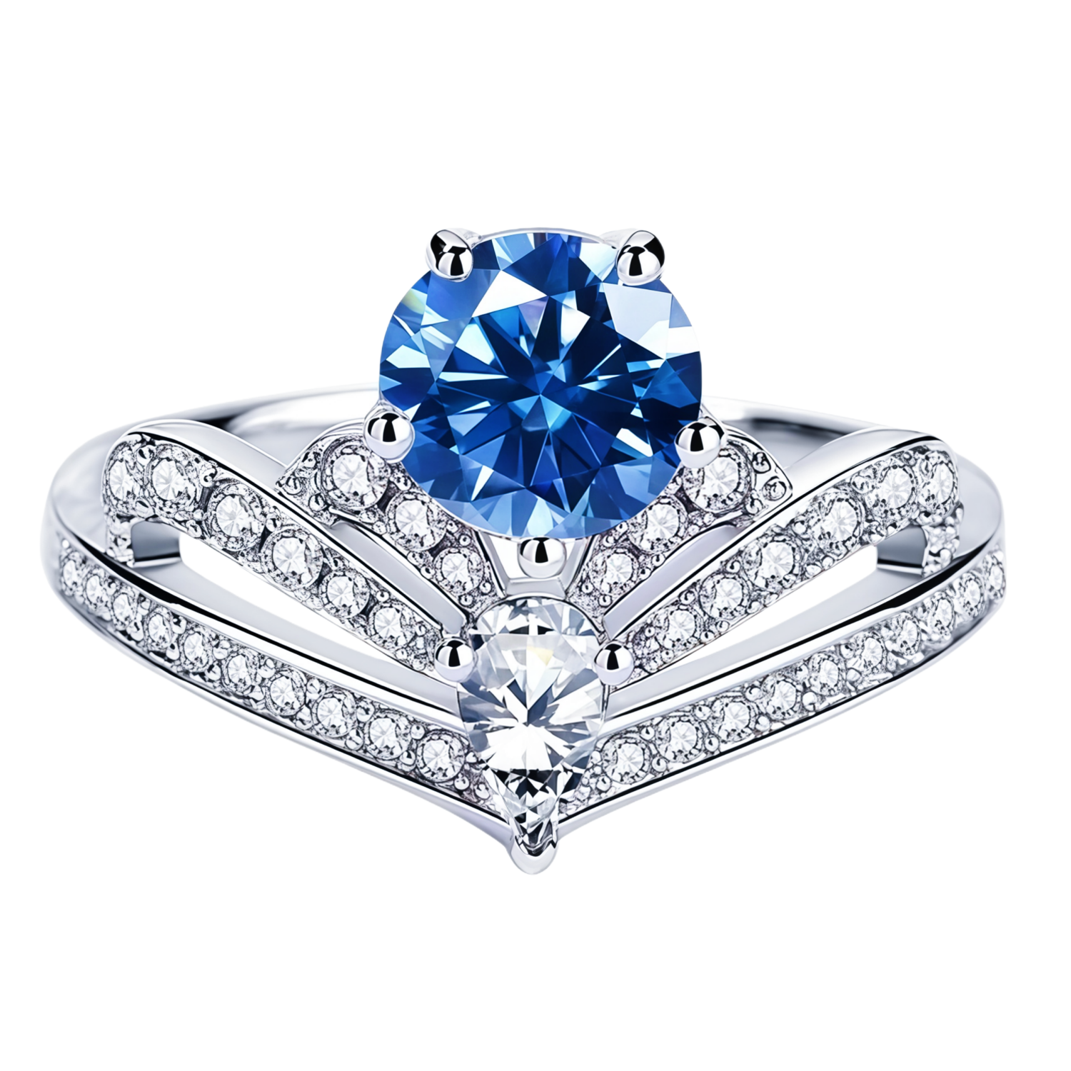 WenGem Jewelry 1CT Moissanite 3-Crown Ring for Women Luxury Fashionable Multicolor Birthstone Band Anniversary Jewelry Gift 925 Sterling Silver Plated