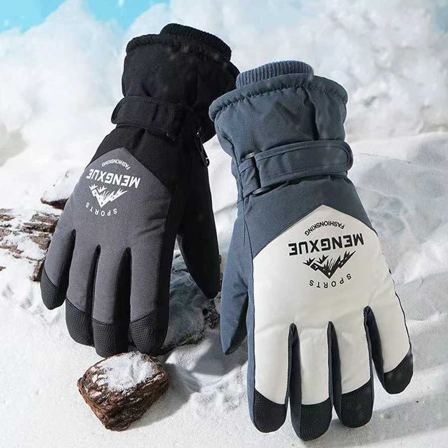 Winter snowboarding gloves anti slip touch screen waterproof motorcycle riding warm snow gloves Z250925
