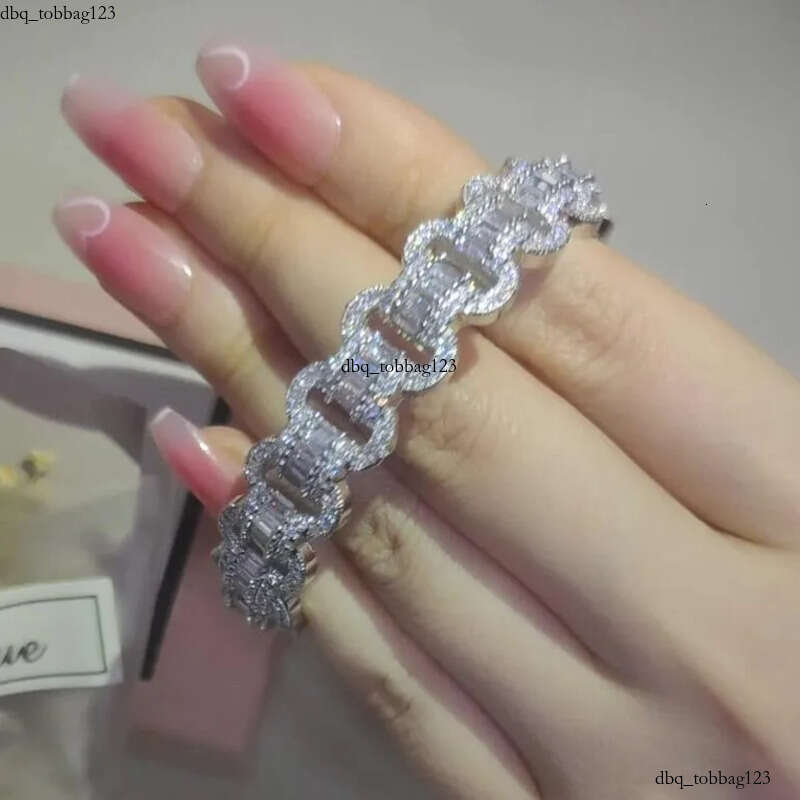 Elegent Wedding Bracelets Jewelry Sterling Sier T Princess Cut White 5A Cubic Zircon CZ Dia Gemstones Party Women Open Bangle For Lover Gift