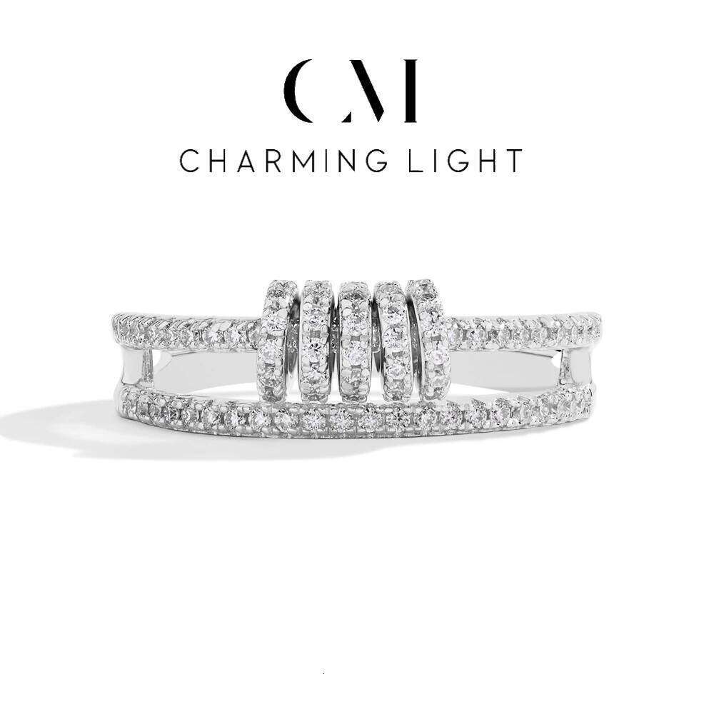 CHARMING Customize Full Moissanite Ring Brilliant Lab Dia Sterling Sliver Gold for Women Plated Wholesale Fine Jewelry
