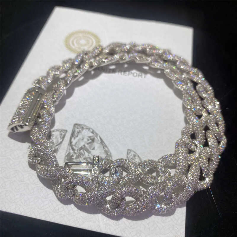 Full Iced Out Classic Box Clasp Moissanite k Fine Hip Hop Men Jewelry Cuban Necklace Bg Dia Chain