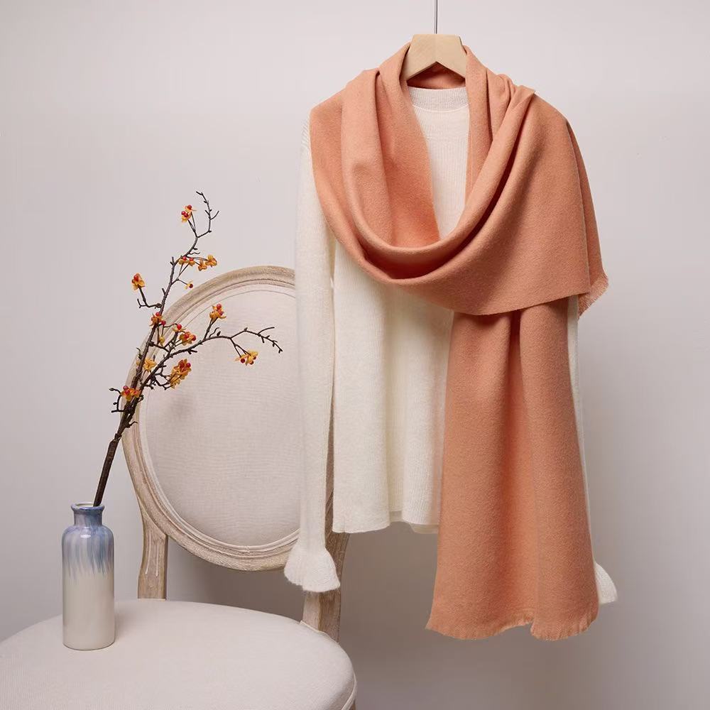 T1952 pure wool scarf neck warm autumn and winter all-match solid color