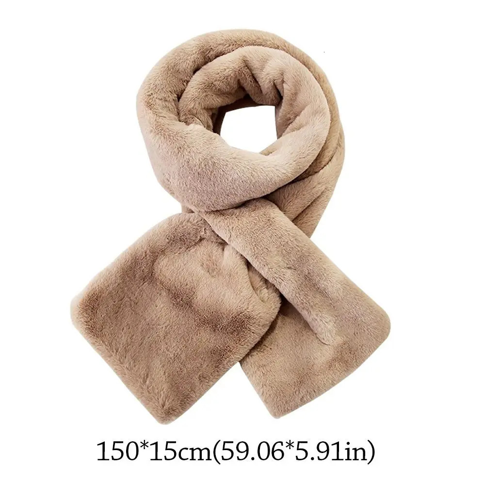 Korean Winter Faux Rabbit Fur Scarf Women Girls Scarf Soft Plush Scarves Solid Color Neck Collar Warmer Stuff Christma Gift 250929