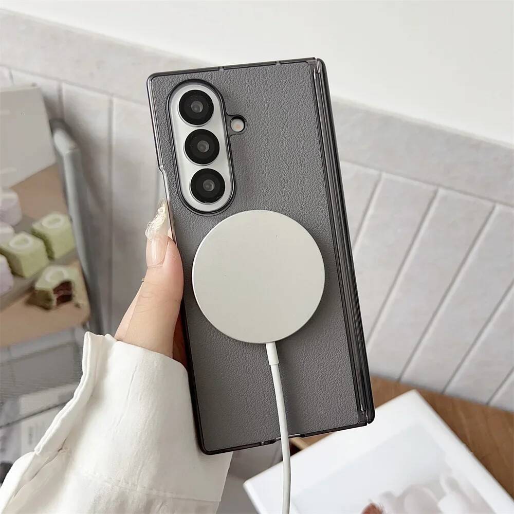 Leather Magnetic Half Pack Phone Case for Samsung Galaxy Z Fold 7 6 5 4 Fold5 Fold6 Fold7 Hinge Protective Cover Durable Slim