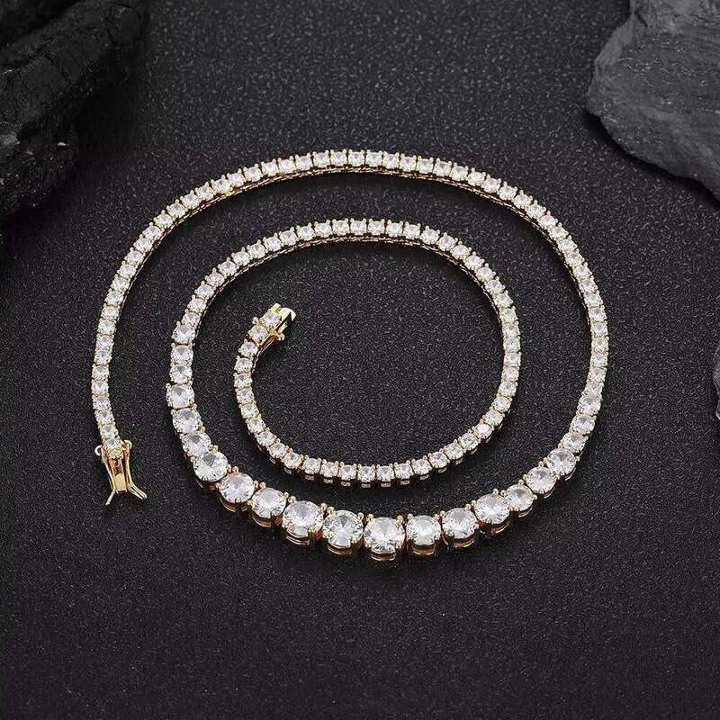 Hip Hop Sterling Sier Cuba VVS Moissanite Dia Tennis Chain Necklace Bracelet