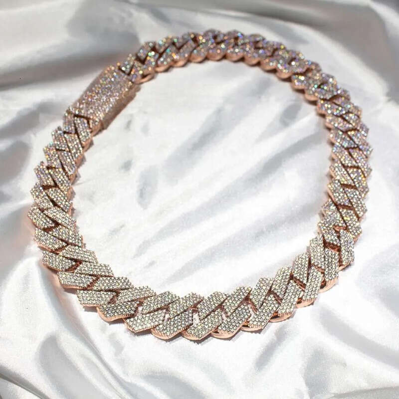 Buss Down Thicker 22mm Heavy Solid Sterling Sier Iced Out Moissanite Cuban Link Chain