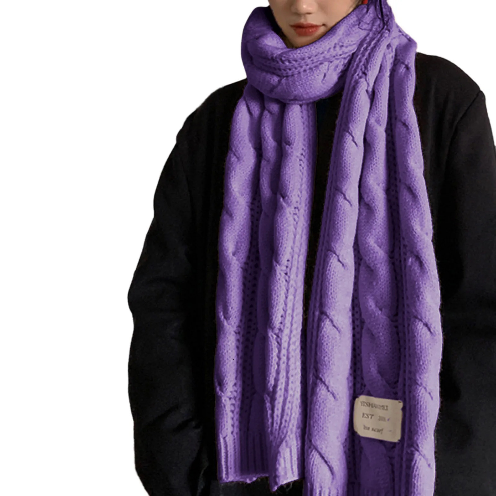 Women Autumn And Winter Simple Solid Color Woven Knitted Warm Shawl Scarf Women Head Scarves Lightweight 250930