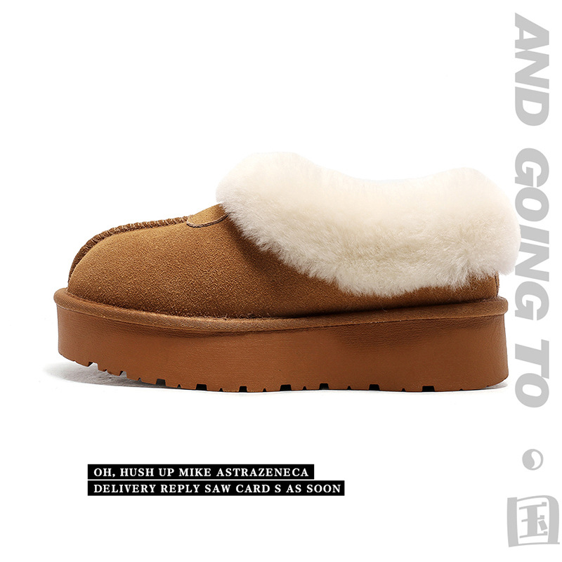 EBV designer shoes hot free shipping High quality cowhide fur on Leather new wool and plush thick warm and anti slip snow boots for woman