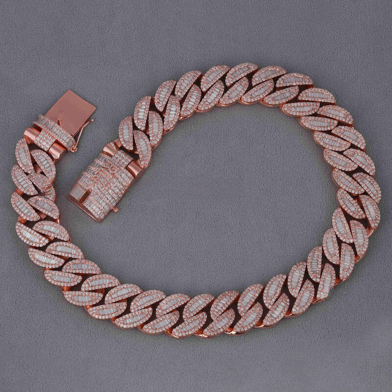 Custom Jewelry Crafted With Luxurious Sier VVS Clarity Moissanite Sparkling Brilliance Dia Cuban Chain