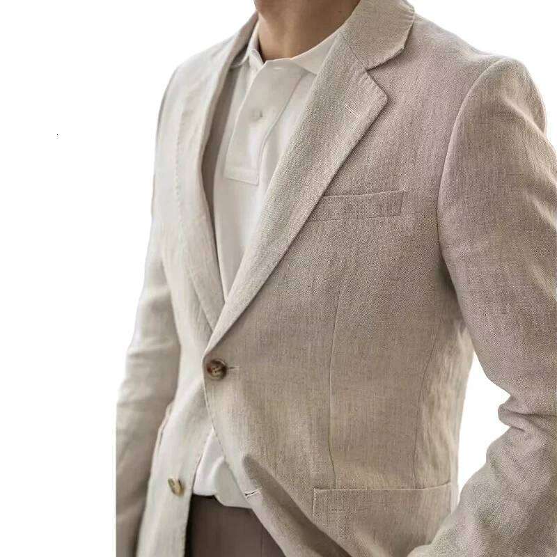 Summer Linen Casual Men's Lightweight Breathable Slim-Fit Blazer Vintage Italian Style Trendy