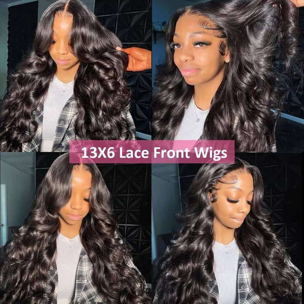 32 Inch Body Wave Front Pre Plucked With Baby 13X6 HD Lace Frontal Human Hair Wigs 180 Density Natural Color Xiusiyuan2510