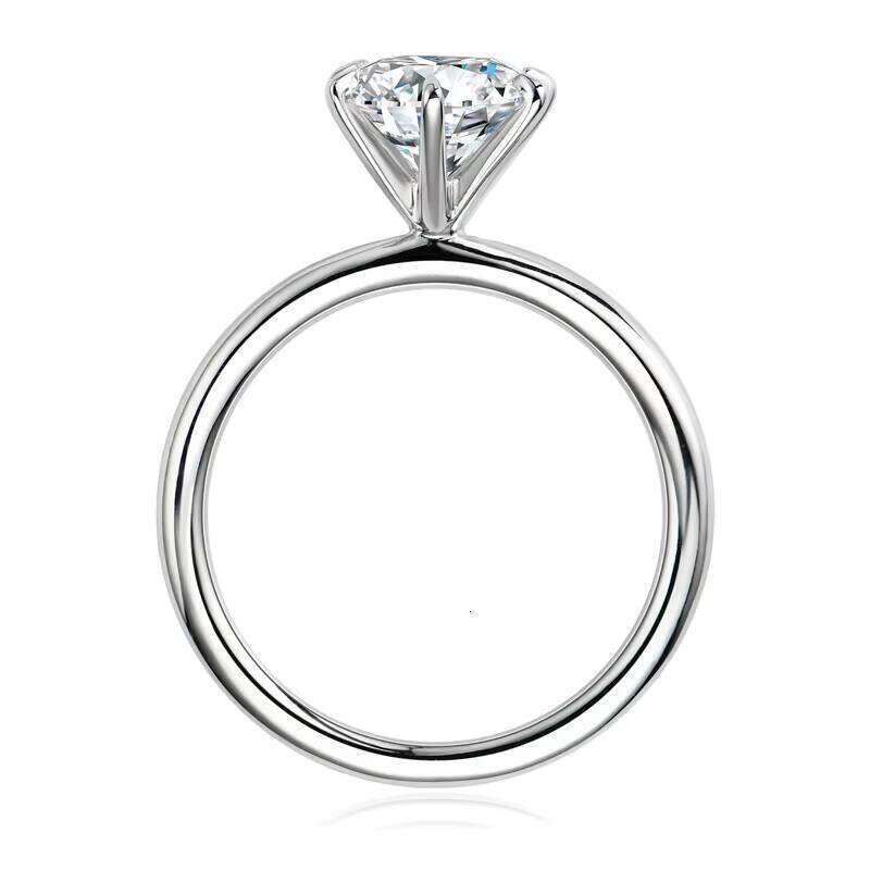 Fashion Jewelry Pure Silver Engagement Wedding 2ct Solitaire Silicon Stone Ring