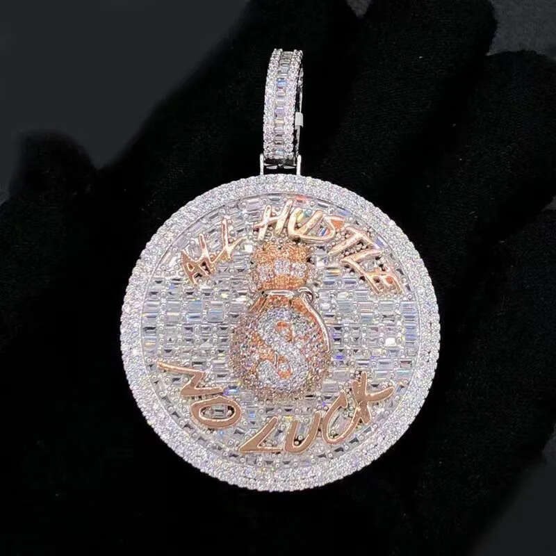necklace moissanite chain Self Made Letter Iced Out Pendant for MenCubic Zirconia Cz Charm Gold Plated Hip Hop Fashion Jewelry