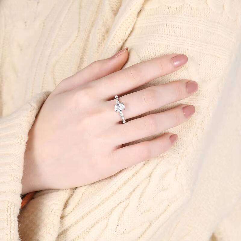 OAHLAN Women's Sterling Silver Engagement Oval Cut VVS Moissanite Ring Ring Solitaire Halo Promise Jewelry Boutique Ring
