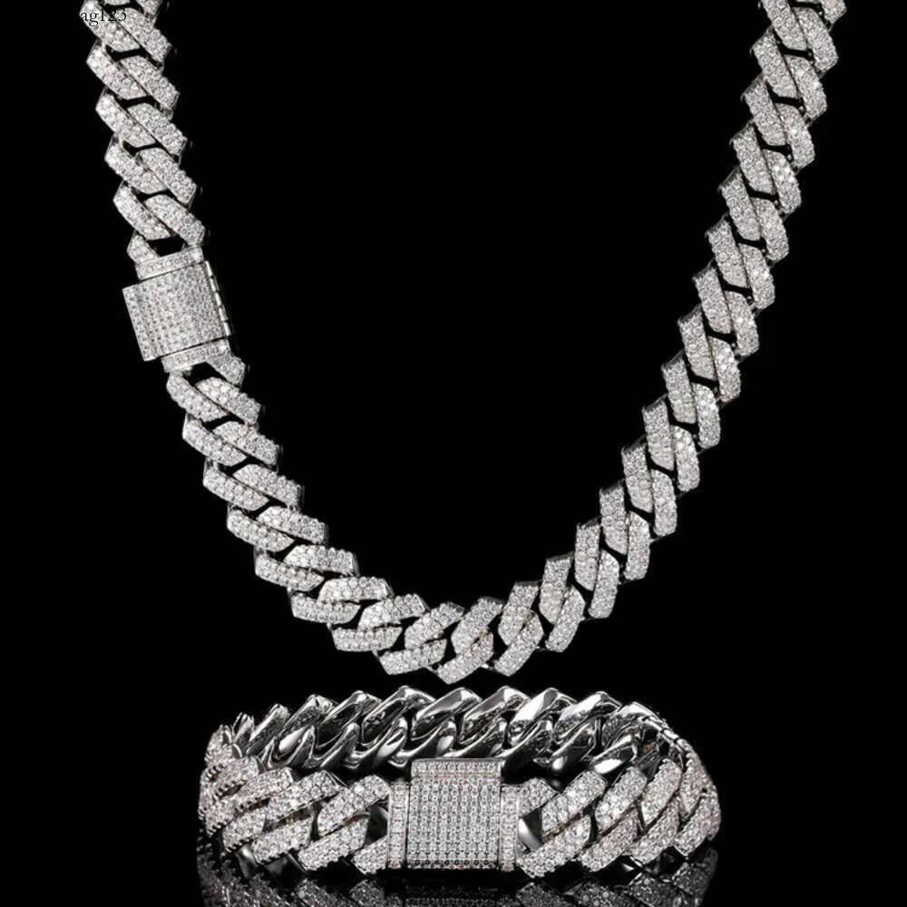 Good Quality Hiphop Jewelry 12mm Moissanite Dia Mens Necklace Cuban Link Chain pass tester gift