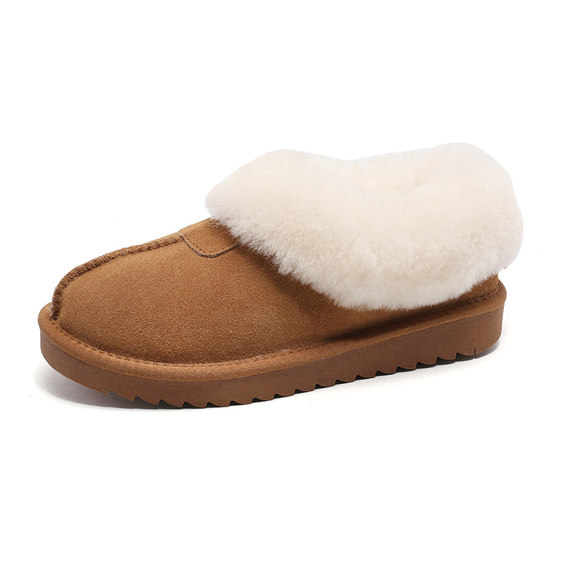 EBV designer shoes free shipping High quality cowhide fur on Leather new wool and plush thick warm and anti slip snow boots for woman black brown