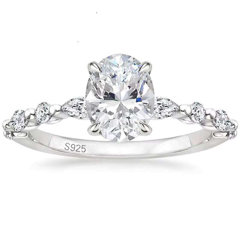 2025 Sterling Silver fashion Oval VVS Moissanite Ring Ring Women Engagement Wedding Jewelry Ring
