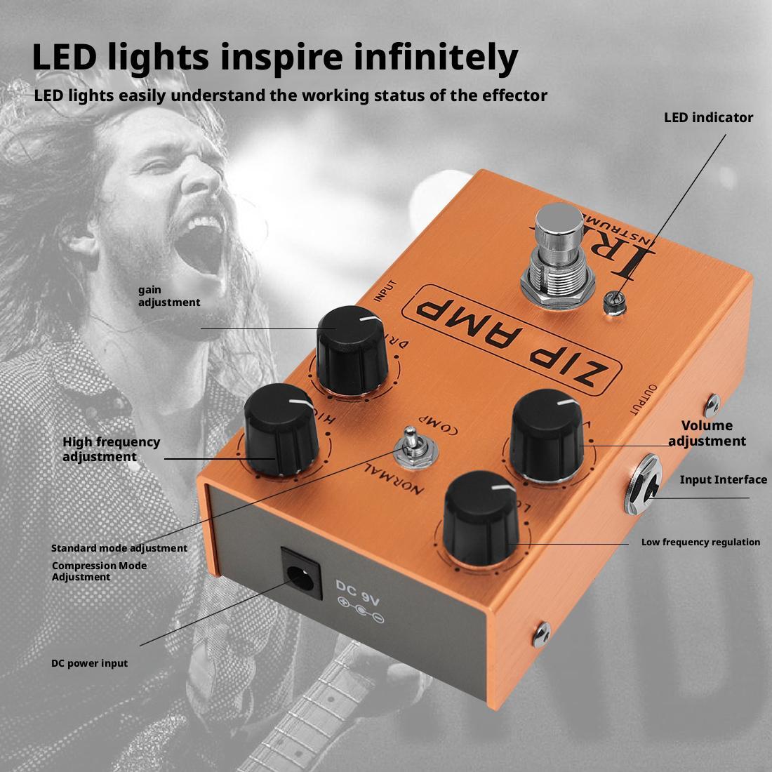 IRIN Guitar Effects Pedal Series with Amp Simulation, UZI Distortion, and Overdrive Effects in Multiple Colors (Light Blue, Blue, Gold, Purple, Black,