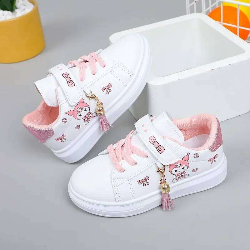 2025 Children's Little White Girls' Student Flat Bottom Casual Sports Low Top Spring Korean Plate Shoes