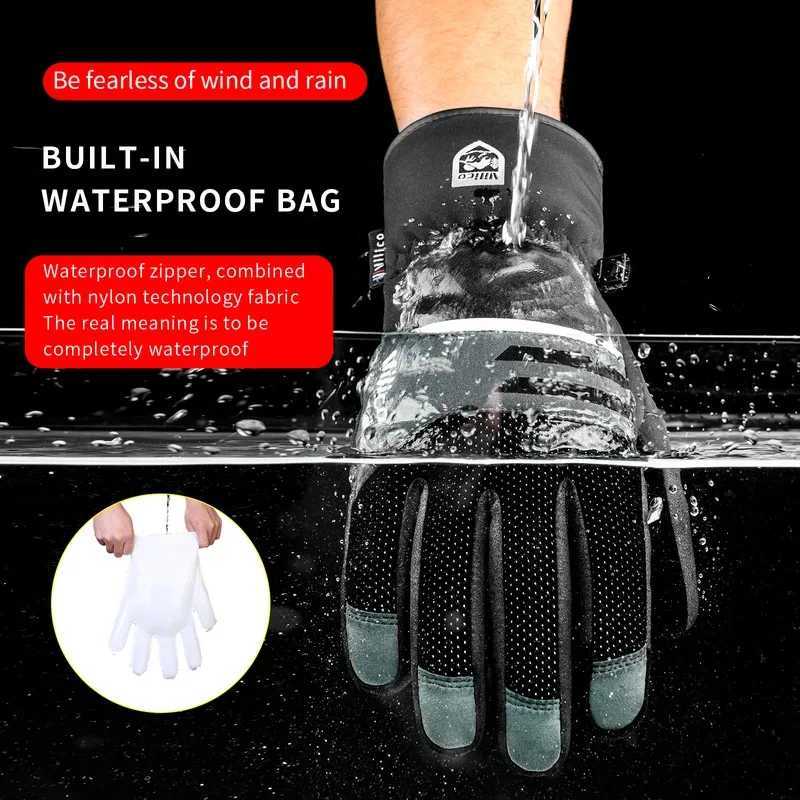 Men Winter Warm Waterproof Riding Gloves Outdoor Sports Running Motorcycle Ski Touch Screen Fleece Glove Nonslip Full Fingers Z250925