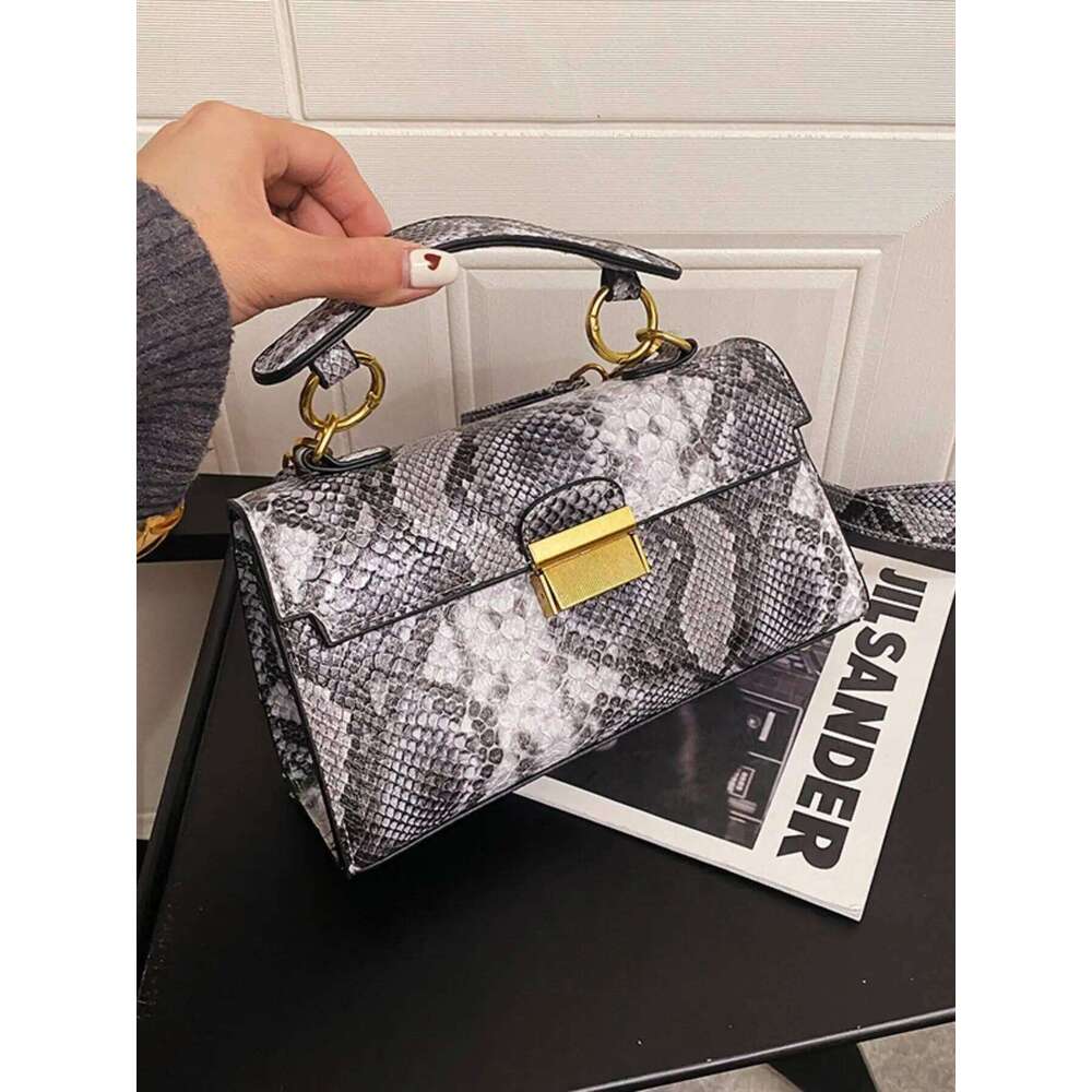 fashionable high-end texture light snake print niche design versatile handhold shoulder crossbody bag armpit loc