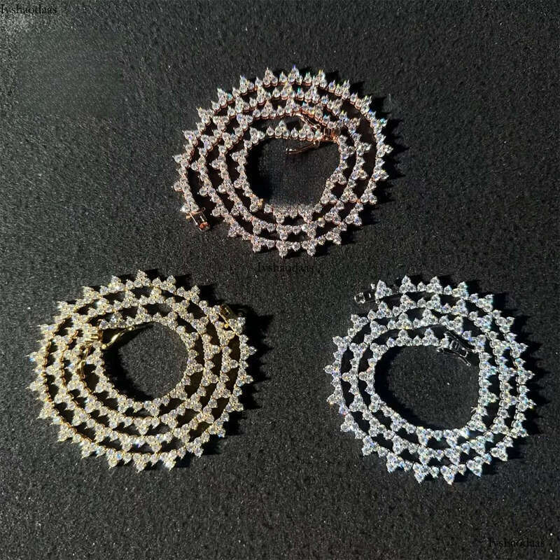 GRA Certificates Stock Claw Setting 2.5mm S Real Gold Plated Hip Hop Jewelry D VVS Moissanite Dia Cluster Tennis Chain