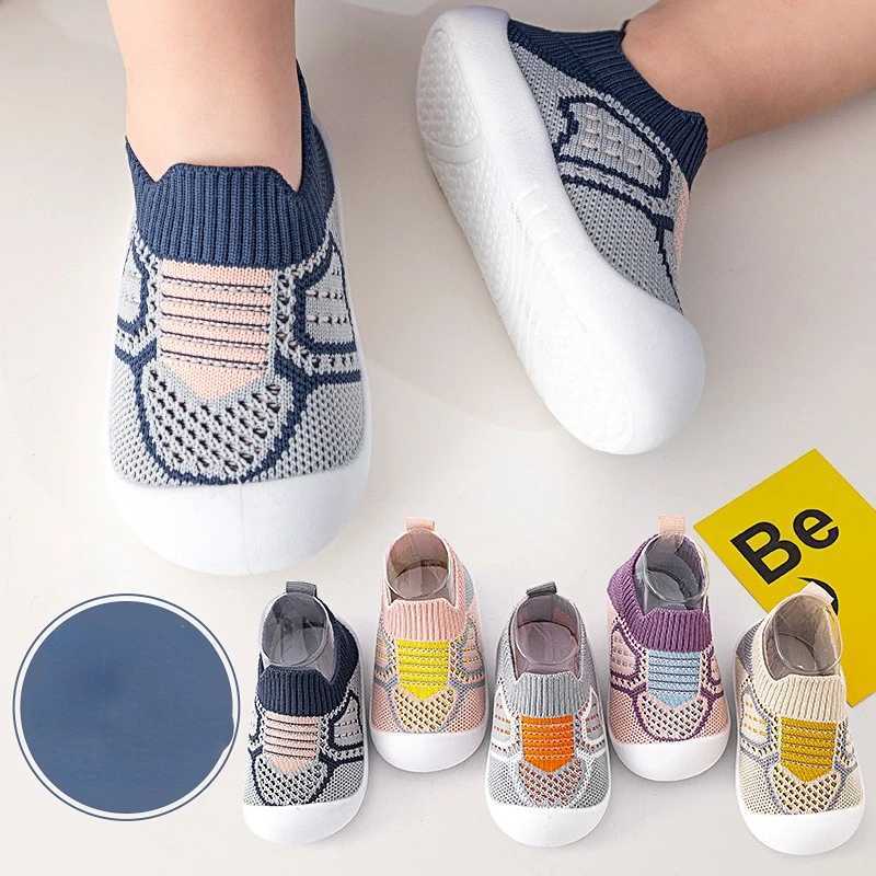 Baby Shoes Antislip Breathable Infant Crib Floor Socks with Rubber Sole for Children Boys Mesh Shoes Soft Bottom Baby Girl J250930