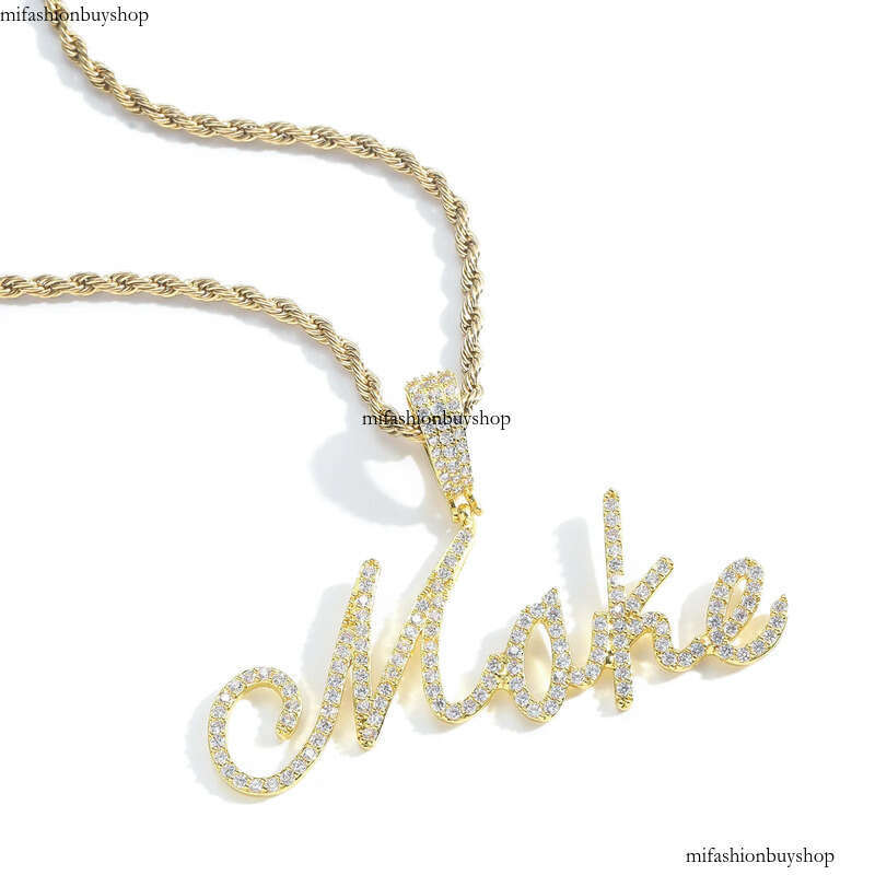 Custom A-Z Letters Name Pendant Necklace Gold Plated Jewelry Women Men Gift