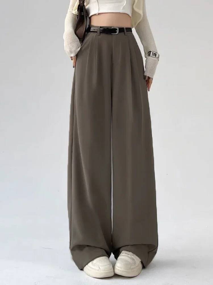 2025 New Women's Casual Temperament High Waist Loose Straight Trousers Gift Belt Fashion Versatile Wide Leg Pants Women dongdumaoyi