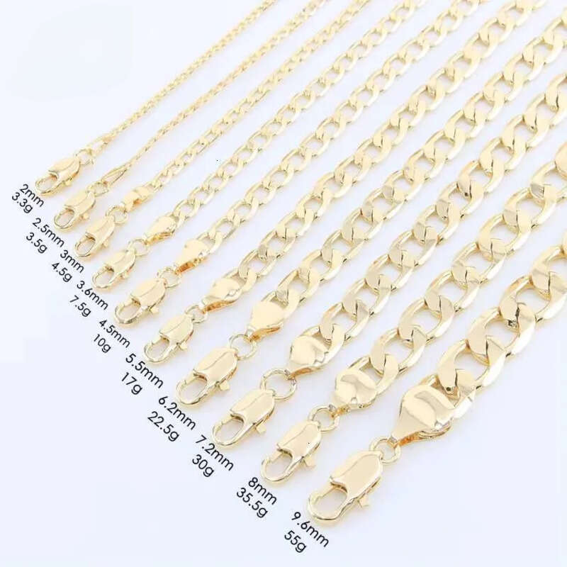 High Quality Multiple Width Length 14k Gold Plated Ferrero Cuban Link Chain Necklace for Men Women