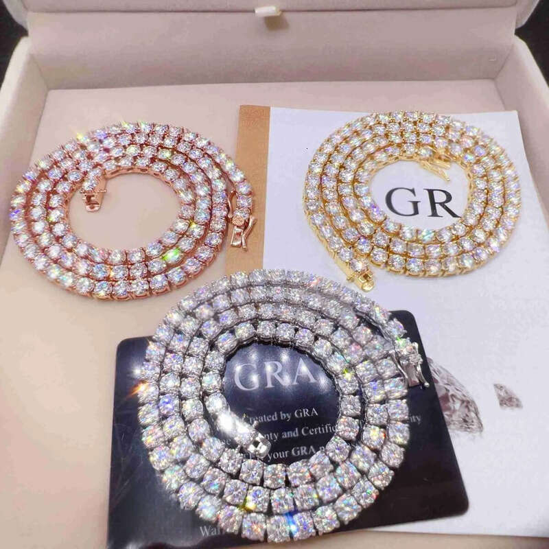 Good Price Gra Certified Vvs Moissanite Sterg Sier Solid Gold Tennis Chain
