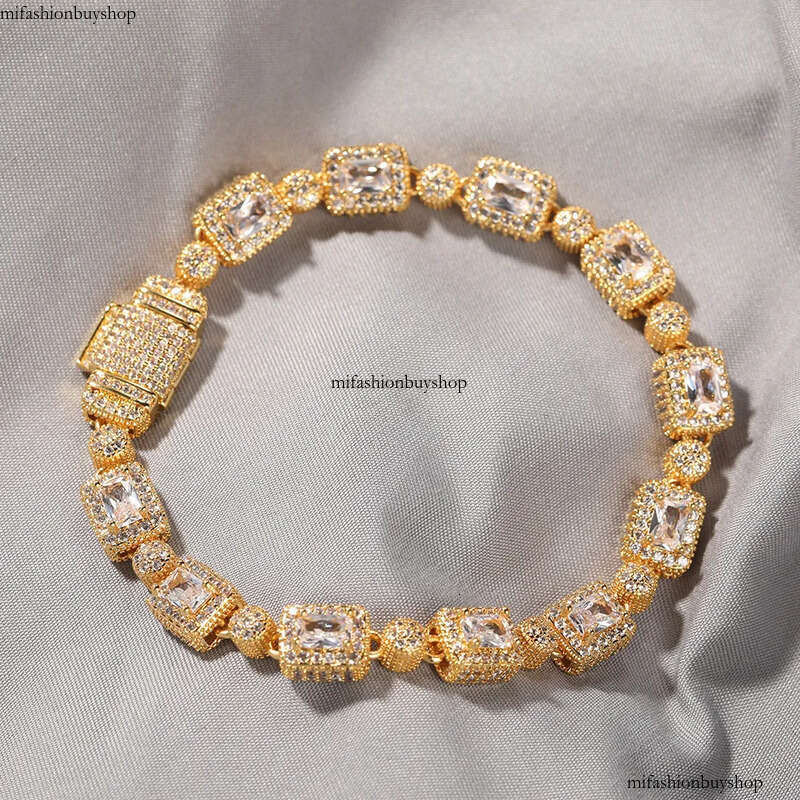 Hip Hop Tennis Chain Necklace Bracelet White Pink Zirocn Gold Plated Men Women Lover Couple Jewelry