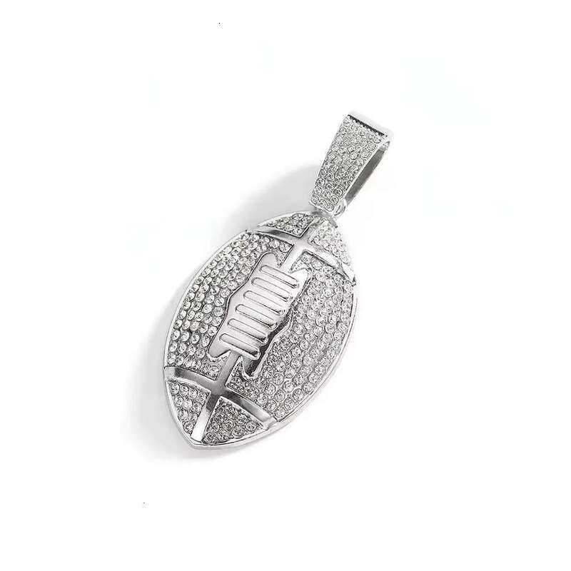 DHcollections Men's Hip Hop 15mm Miami Chain With Alloy And Rhie Dias Rugby Pendant Necklace