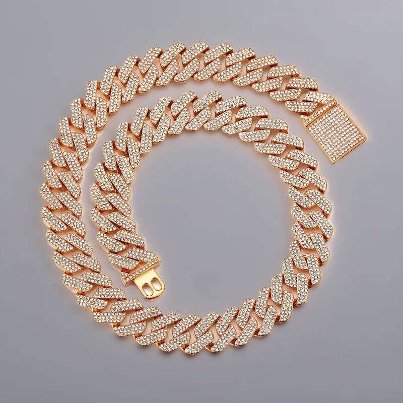 Fashion jewelry 20MM3 row moissanite hip-hop Cuban chain exaggerated rap men's designer necklace