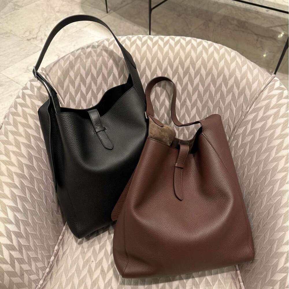 Row Genuine Leather Casual Hobo Shoulder Underarm Old Money Relaxed Bucket Bag Large Minimalist Style