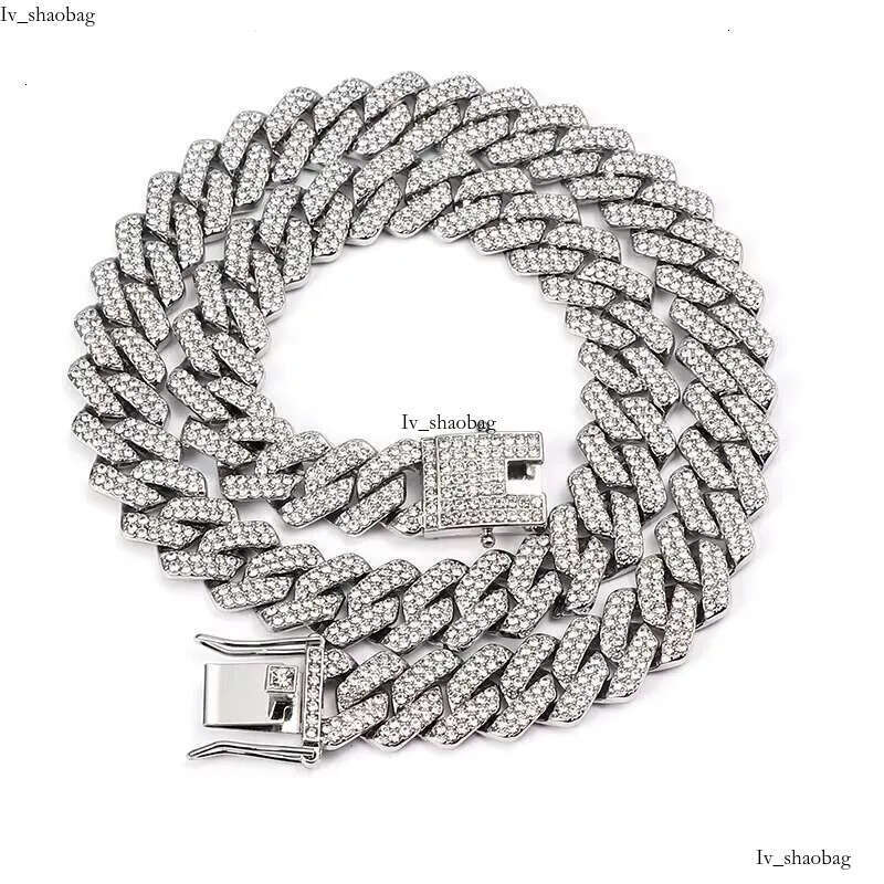 Custom Fashion Jewelry Gold Plated Alloy 14MM Chunky Full Dia Zircon Cuban Chain Link Necklace Women Men