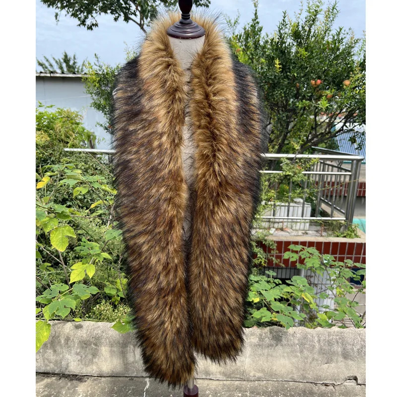 2025 Faux Fox Fur Scarf Women Long Plush Warm Winter Fashion Fur Wrap Collar 250929