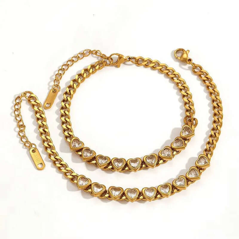 NK Chain Dia-encrusted Stainless Steel a Fashionable and High-end Heart-shaped Bracelet for Women