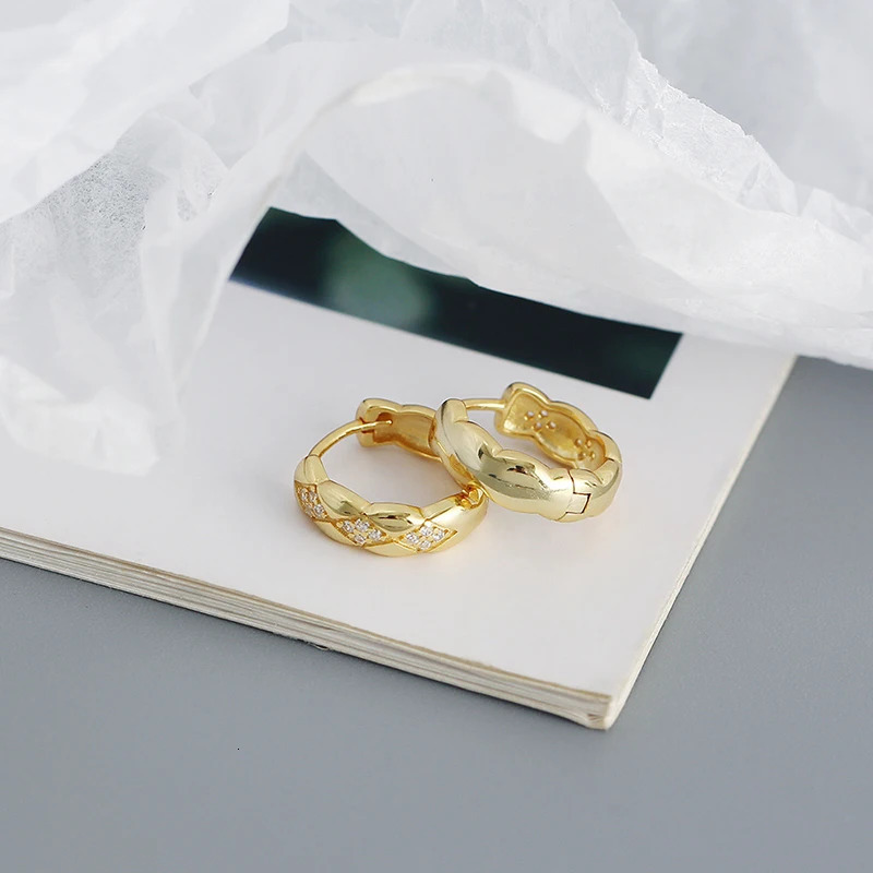 WOOZU Real 925 Sterling Silver Vintage Simple Round Ear Bone Hoop Earrings for Women Statement Elegant Fine 18k Gold Jewelry ins 250930